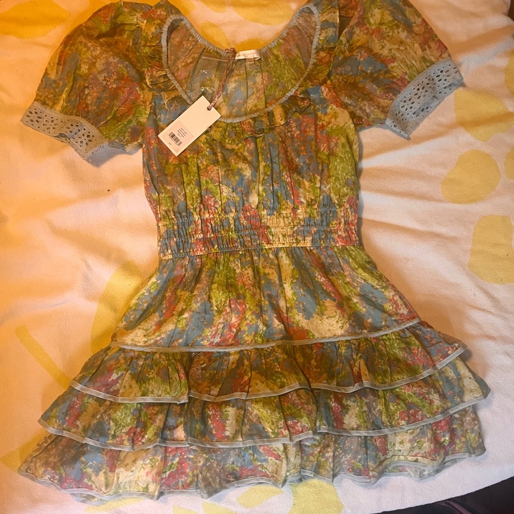 LoveShackFancy Safiya Dress Pastel Fields Print